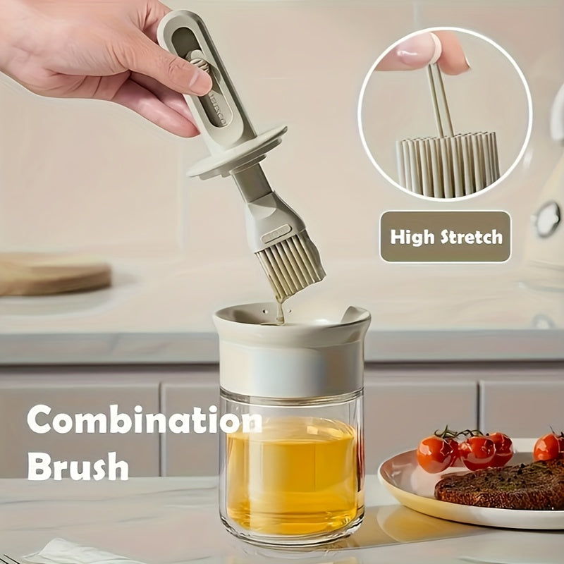 Silicone Oil Brush with Dispenser for BBQ Baking and Outdoor Cooking