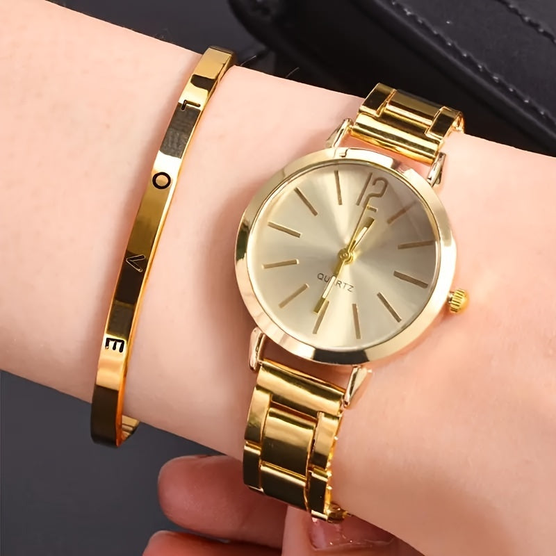 Set of Two Round Quartz Watches with Zinc Alloy Straps and Cases, Gift for Special Occasions