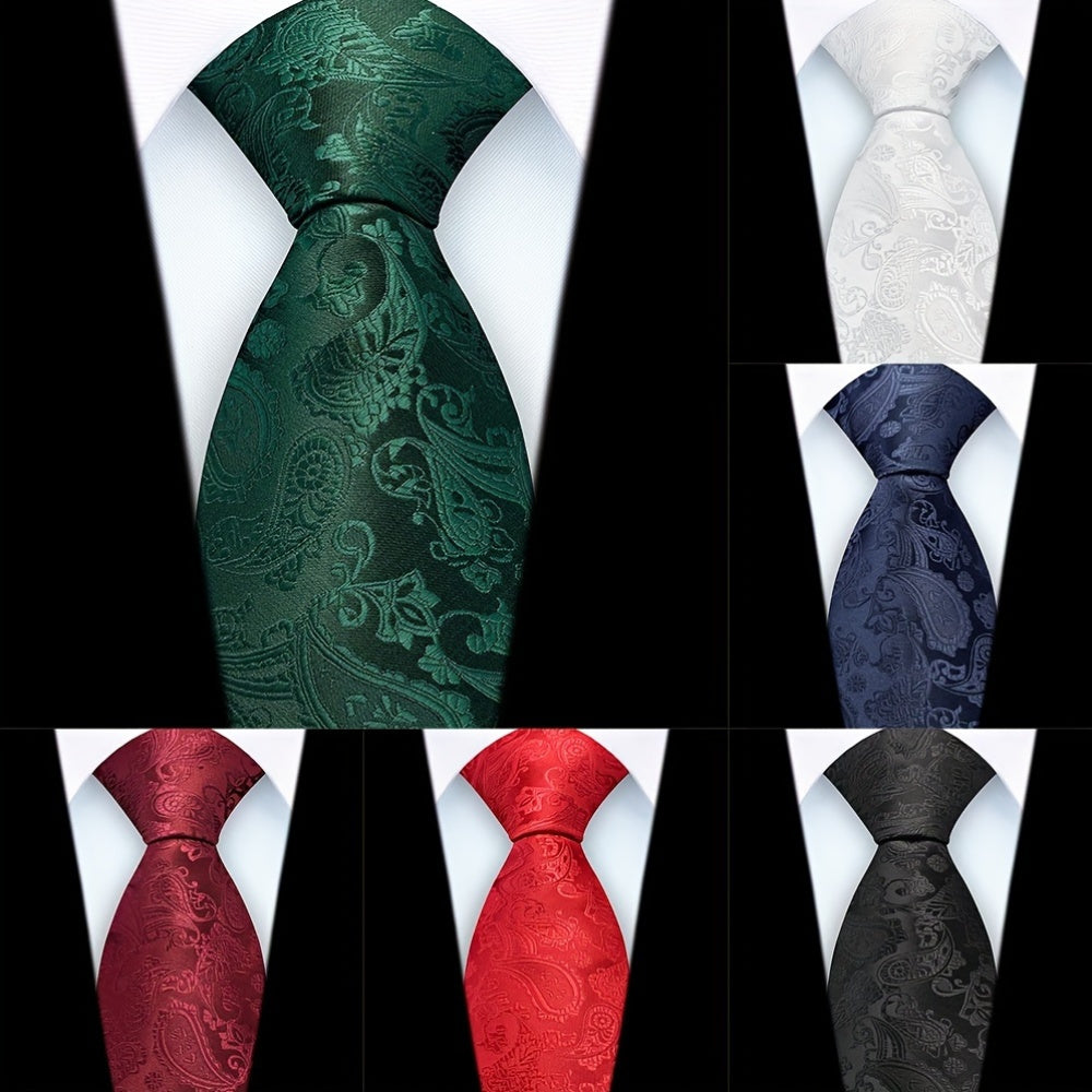 Men's Paisley Tie Polyester Sateen 8cm Wide for Weddings Parties and Business