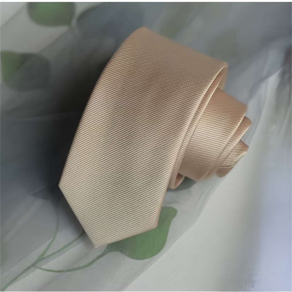 Men's Narrow Silk Tie 6cm Single-Color 1200 Stitches for Formal Occasions