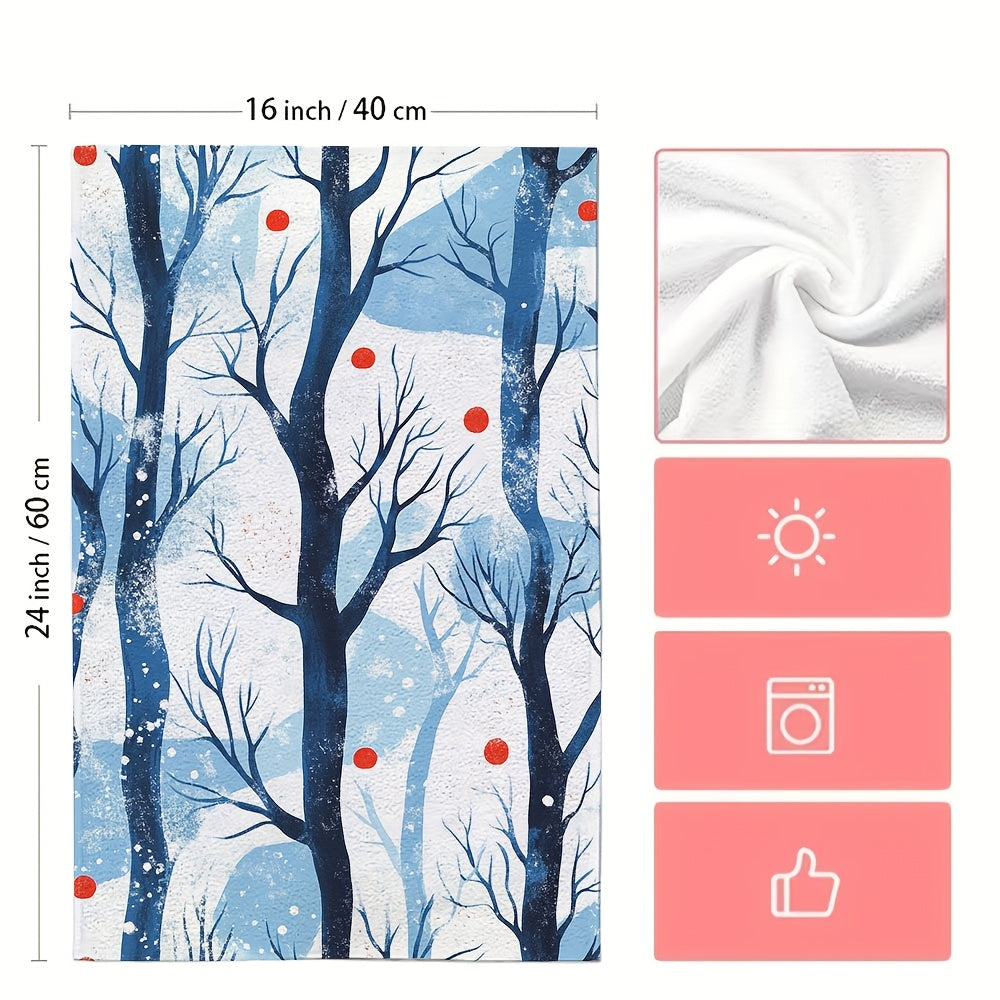 Set of 2 Ultra Soft Kitchen Towels 40x60cm Winter Jungle Trees Absorbent