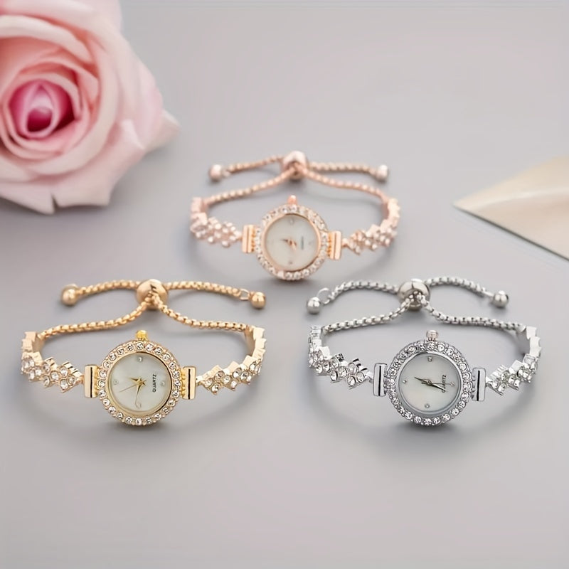 Women's Quartz Watch Rhinestones Circular Case Analog Display Luxury