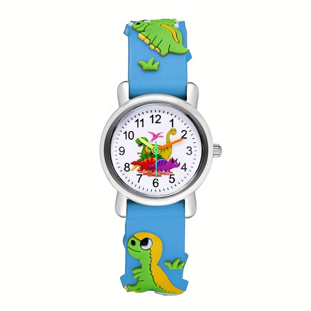 Kids' Dinosaur Quartz Watch for Children with Silicone Band and Colorful Design