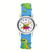 Kids' Dinosaur Quartz Watch for Children with Silicone Band and Colorful Design