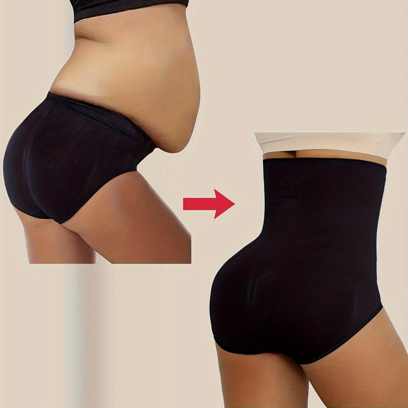 Women's High Waist Tummy Control Seamless Shapewear Panties Solid Color