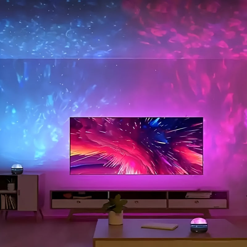 Luz nocturna LED con efecto de ondas de agua, alimentada por USB para dormitorio, sala de juegos y decoración de jardín