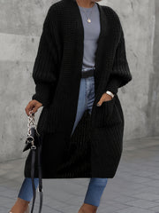 Plus Size Women's Open Front Cardigan Long Sleeve Pockets Fall Winter Fashion