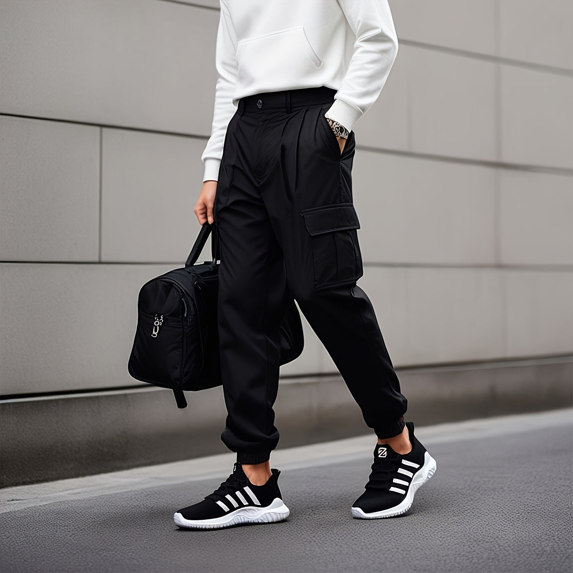 Men's Casual Athletic Sneakers Solid Color Fabric Low Top Lace Up