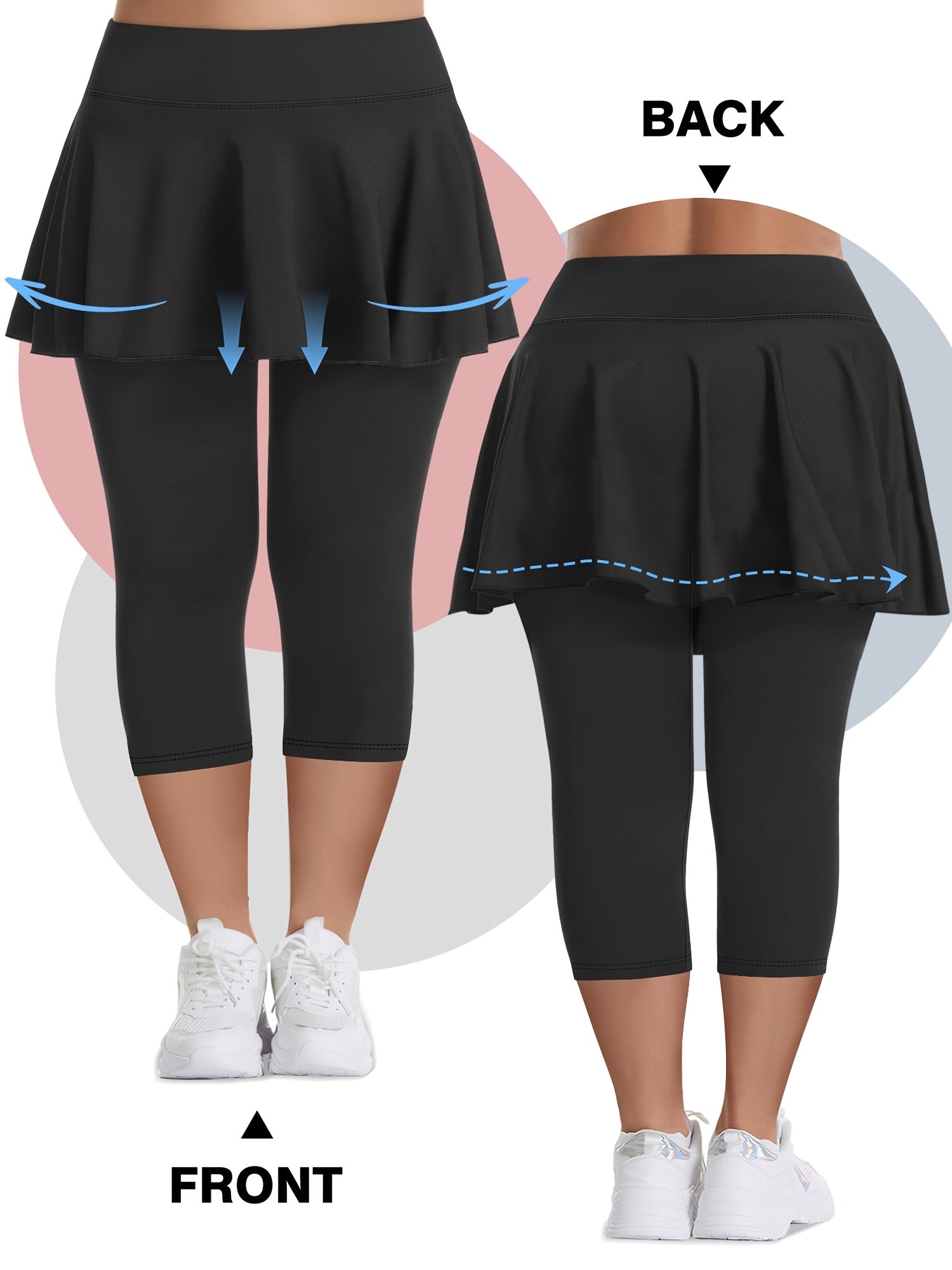 Falda pantalón capri de algodón de talle alto para mujer de tallas grandes con bolsillos