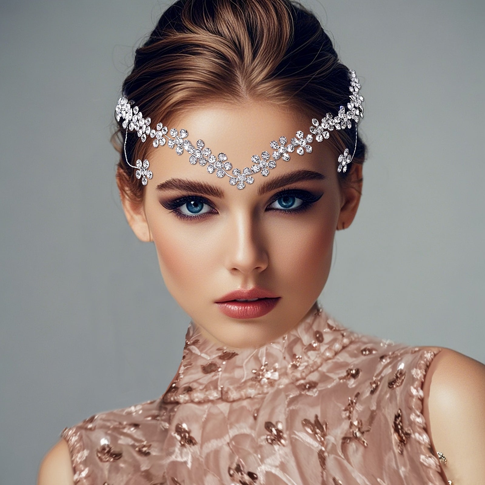 Elegant Floral Headpiece with Sparkling Water Drill Detail for Brides