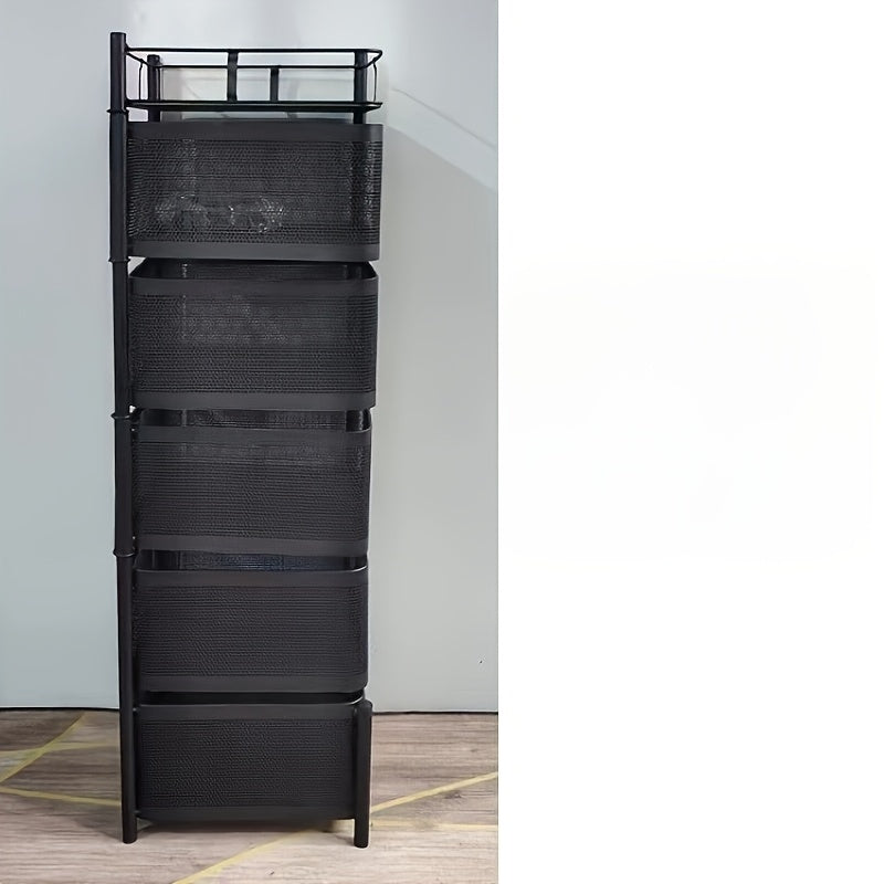 Rotating Kitchen Shelf for Fruit and Vegetable Organization Metal Open Storage