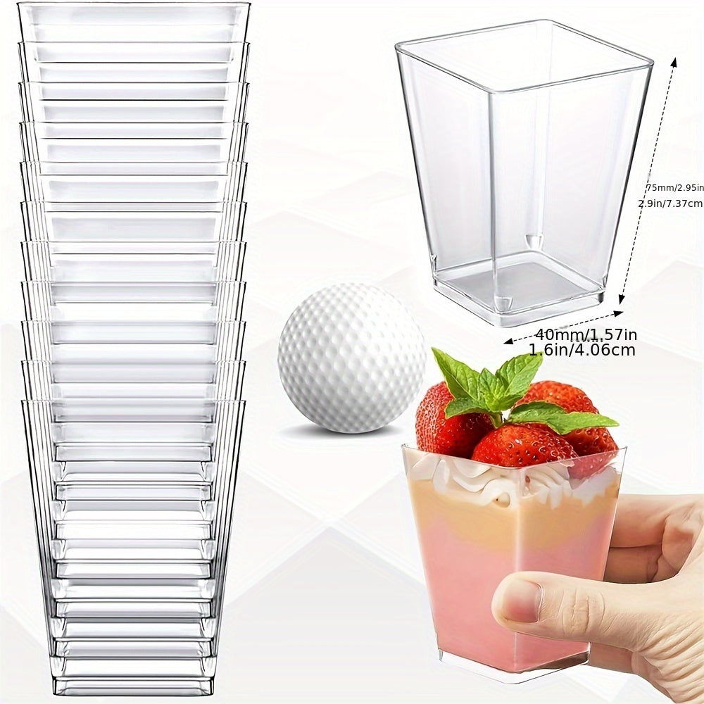 10-Pack 5oz Clear Plastic Dessert Cups Mini Square for Parties Parfaits Pudding