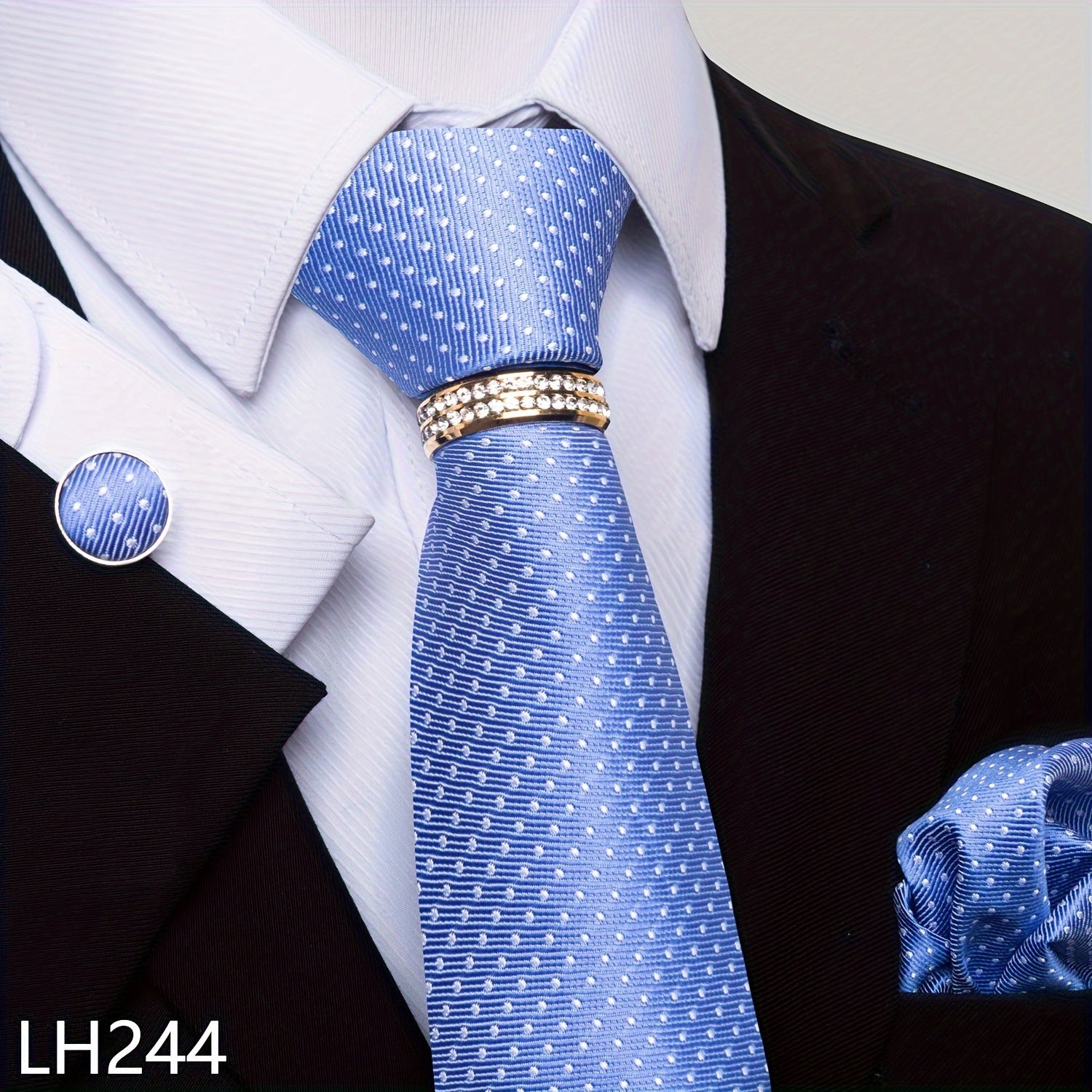 Men's Fashion Accessories Set Tie Pocket Square Handkerchief Cufflinks for Weddings Parties Business