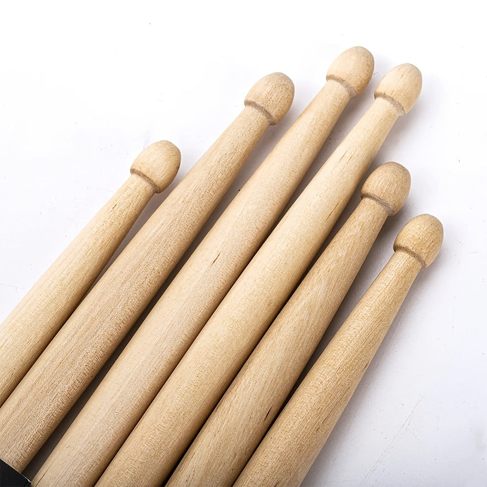 Maple Drumsticks with Non-Slip Rubber Handle for Beginners in 5 Colors