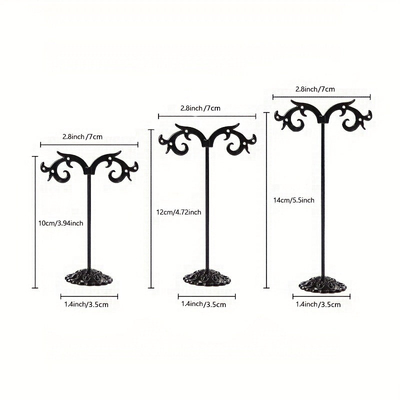 Набор из 3 черных подставок для серег в форме крюка для демонстрации украшений, фотосъемки и розничной торговли