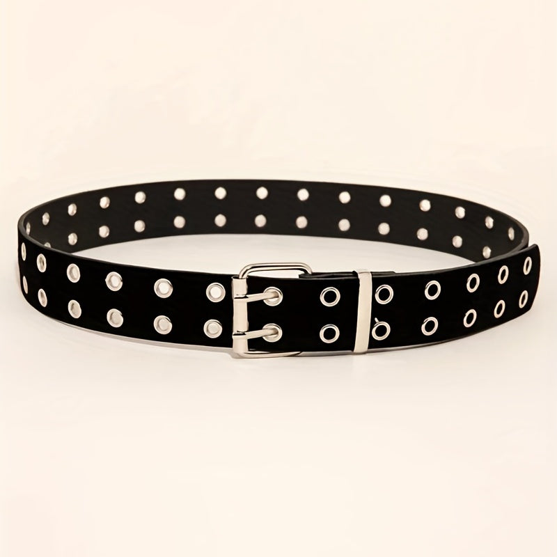 Qora Punk belbog'i, ikki pinli metall tokchali va PU charmli taqiladigan belbog'