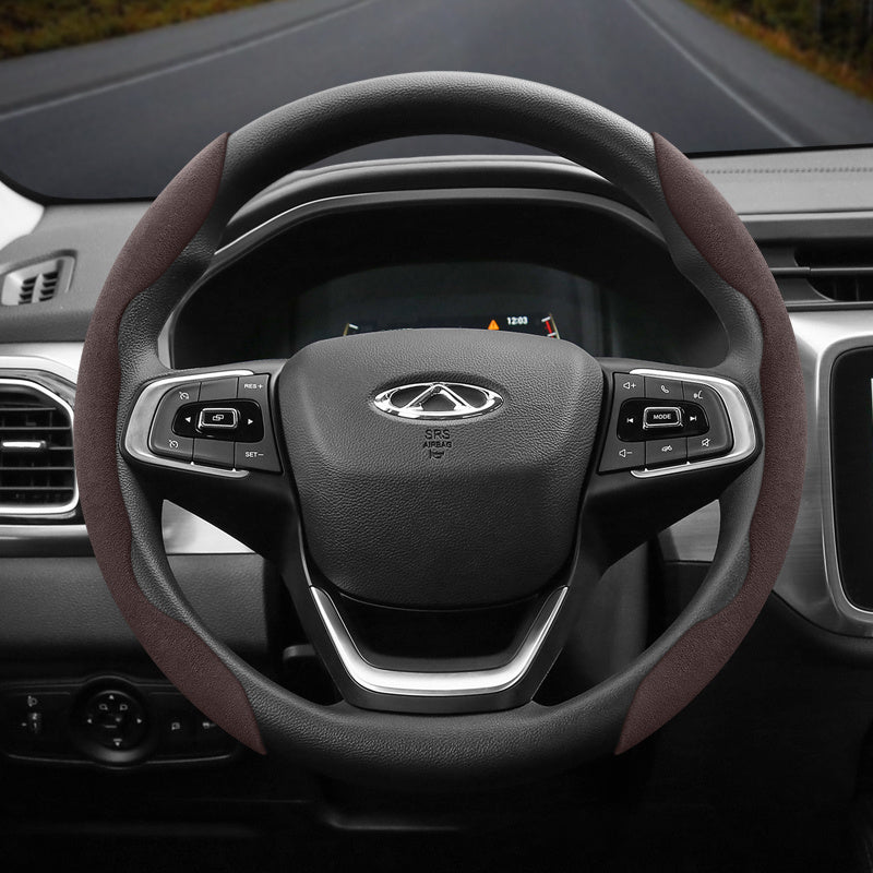 Universal Fleece Anti-Slip Steering Wheel Cover All-Season Black Green Red Orange Brown