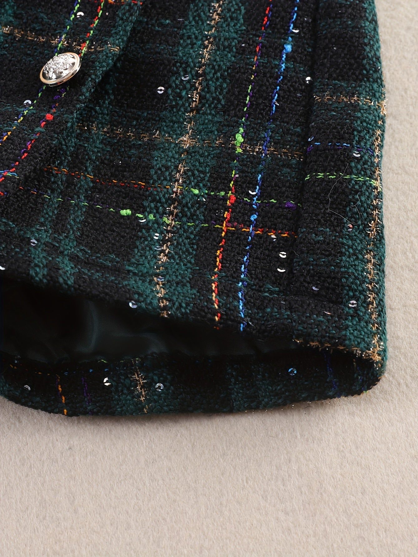 Children's Bee-Patterned Tweed Blazer and Shorts Set for Girls Fall and Spring