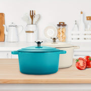 Olla de hierro fundido esmaltado de 3.7 cuartos con tapa, antiadherente, olla redonda para cocinar