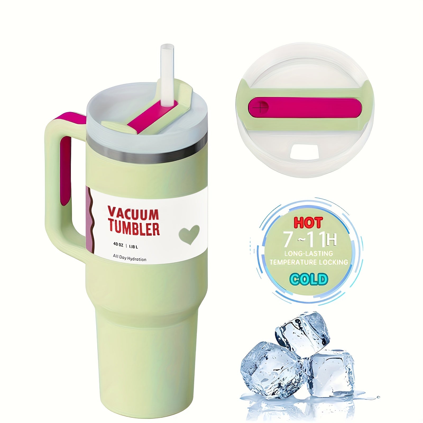 40oz Stainless Steel Tumbler with Lid and Straw BPA-Free Shatterproof for Iced Tea Coffee