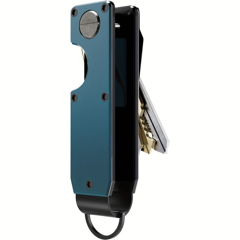 Men's Compact Metallic Key Holder, Minimalist Smart Keychain for 2-6 Keys