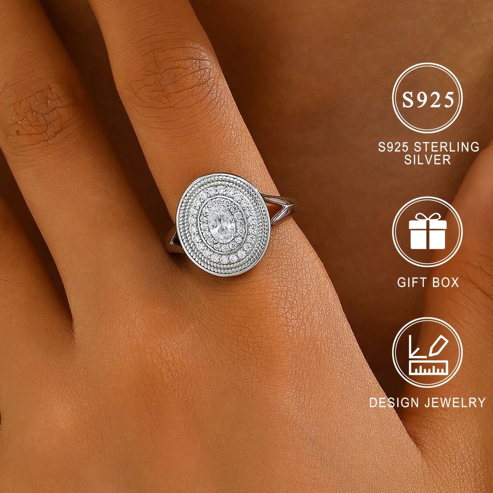 Women's Sterling Silver Ring 3.5g Cubic Zirconia Hypoallergenic Nickel-Free Jewelry