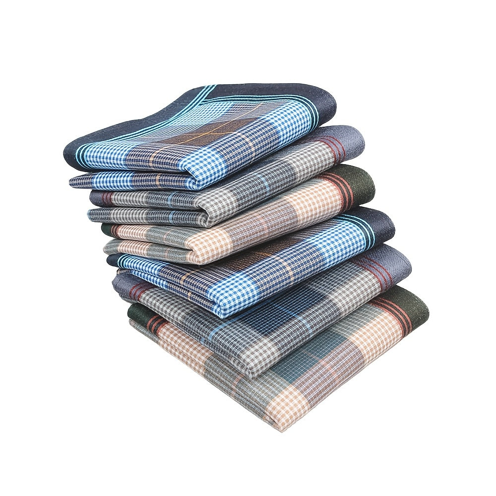 Pack of 6 Men's Cotton Plaid Handkerchiefs Soft Sweatshirt Hankies Gift