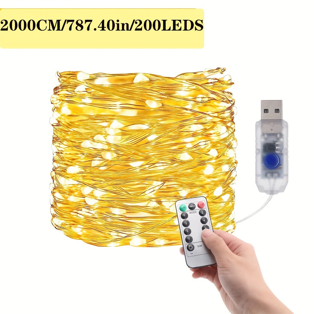 Светодиодная гирлянда из серебряного провода с USB доступна в длинах 5 м, 10 м и 20 м.