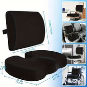 Memory Foam Seat Cushion and Lumbar Support Set for Office Car Wheelchair Ergonomic Comfort