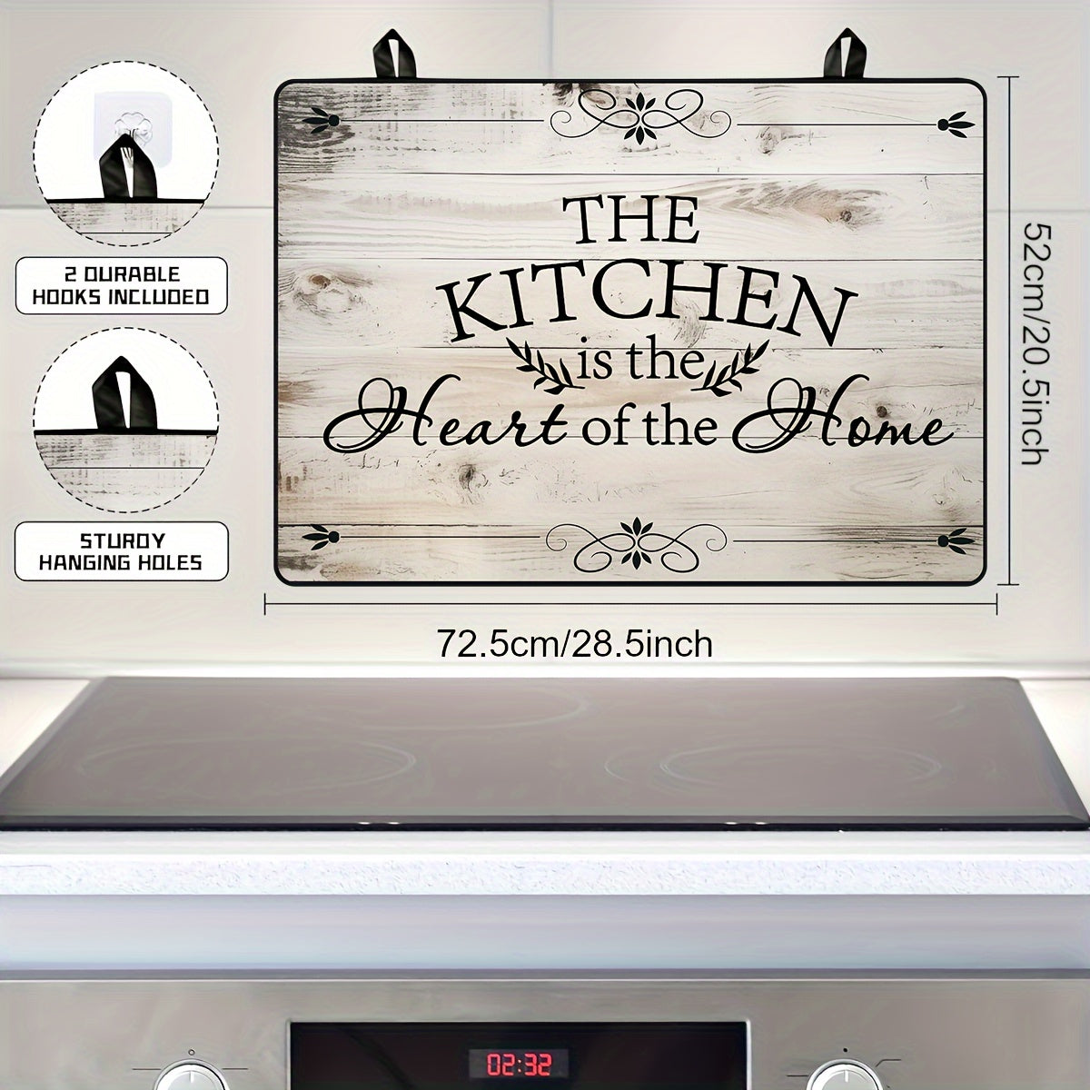 Wood Grain Stove Top Cover 28.5x20.5 Inches Heat Resistant Anti-Scratch Non-Slip Protector