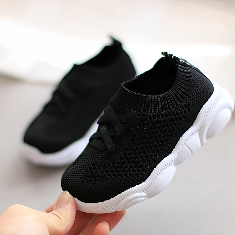 Kids Casual Sneakers Boys Girls Breathable Non-Slip Lace-Up Low Top Solid Color