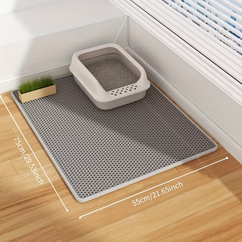 Large Dual-Layer EVA Cat Litter Mat with Wooden Box Leak-Proof Anti-Splash Indoor