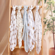 Baby Muslin Swaddle and Burp Cloths Set 5 Pieces 59.99cm Rainbow Animal Print