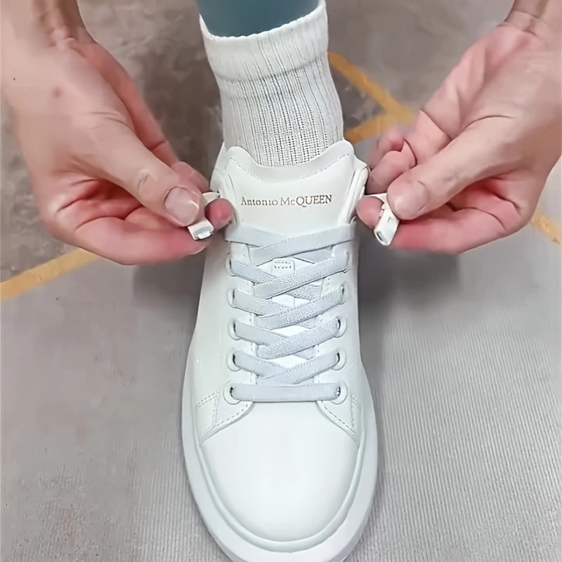 Unisex Adjustable Elastic Shoelaces with Button Closure Black or Brown