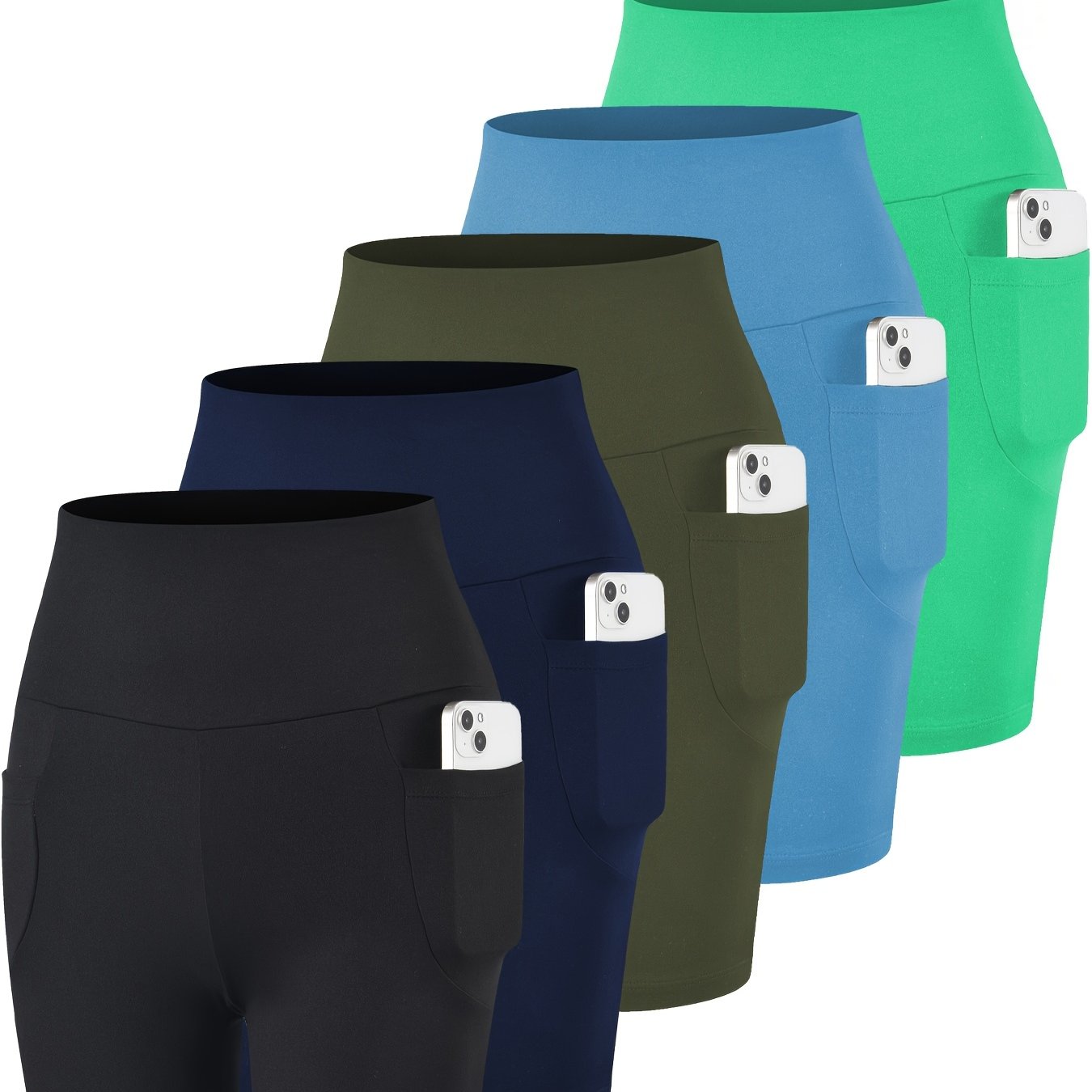 Plus Size High-Waisted Biker Shorts Women Pockets Tummy Control No-See-Through