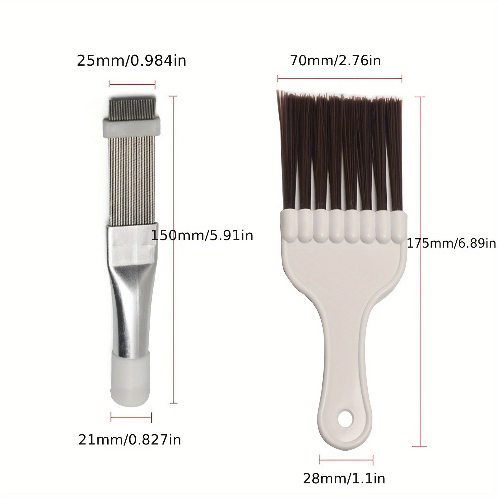 Air Conditioner Fin Comb Set 2 Pieces Stainless Steel Brush for Coil Cleaning
