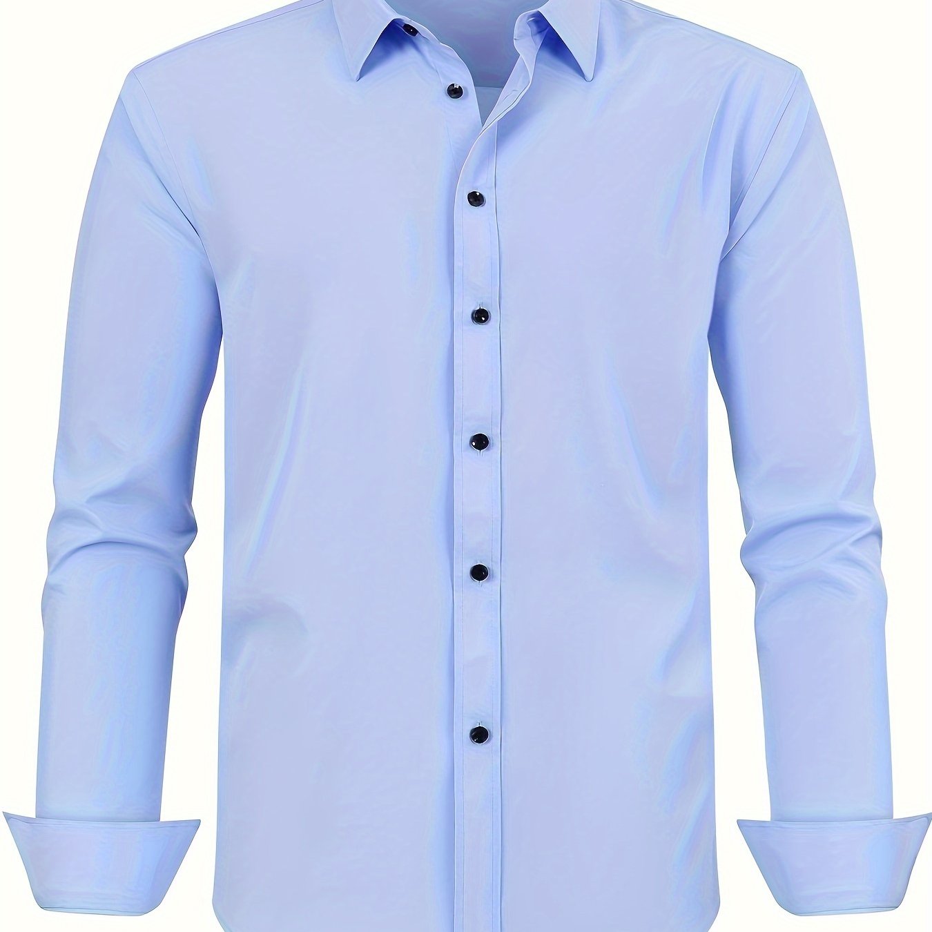 Men's Plus Size Solid Color Dress Shirt with Square Collar Regular Fit All-Season Polyester