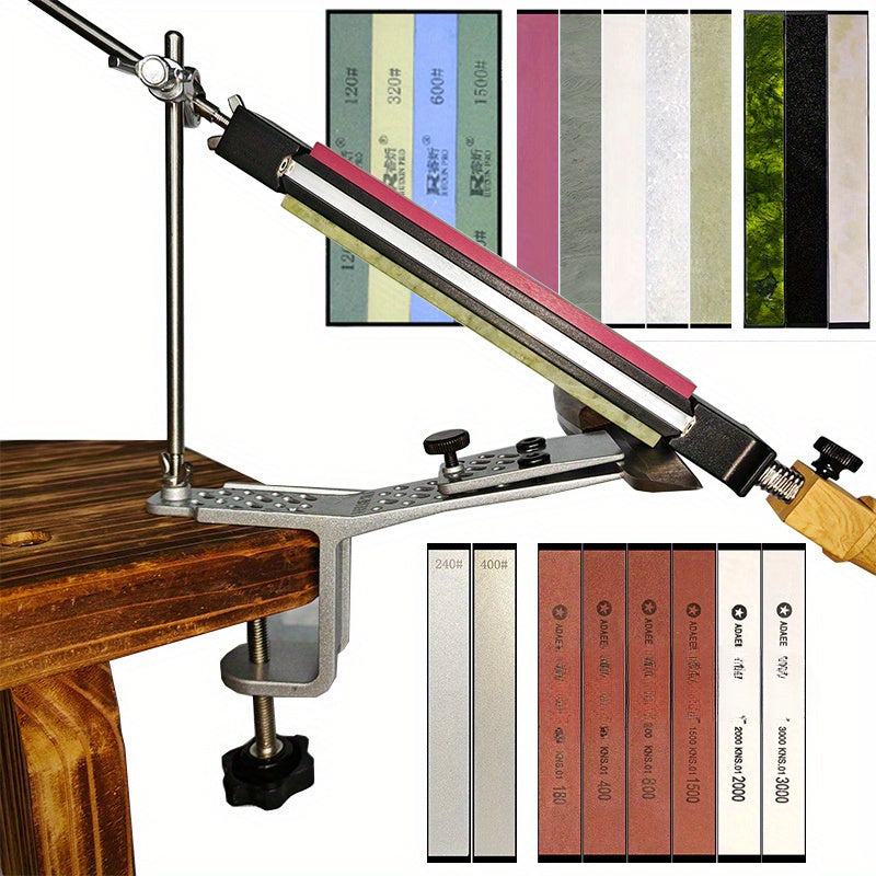 Angle Fixed Knife Sharpener System with Diamond Whetstone and Guide for Kitchen and Woodworking Tools