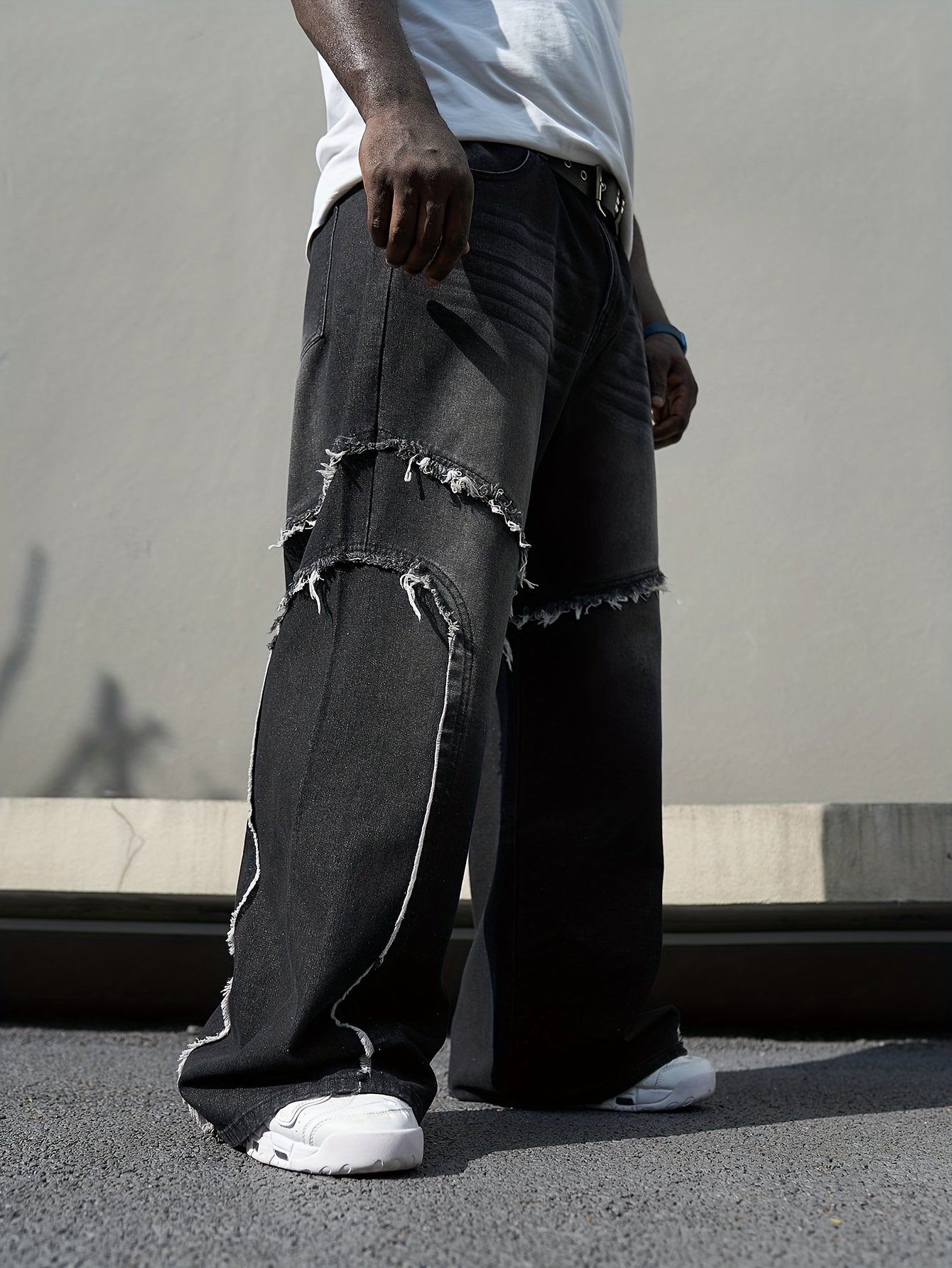 Men's Wide Leg Denim Jeans Casual Chic Plus Size Spring Fall