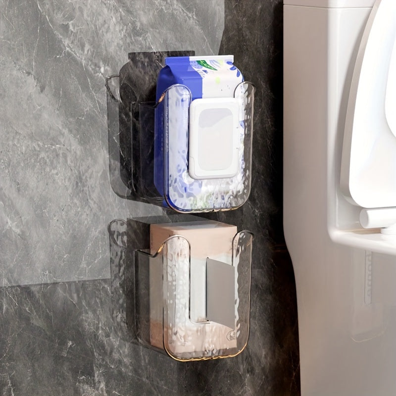 Wall-Mounted Tissue Holder Box for Wet Wipes No-Drill Bathroom Kitchen Organizer