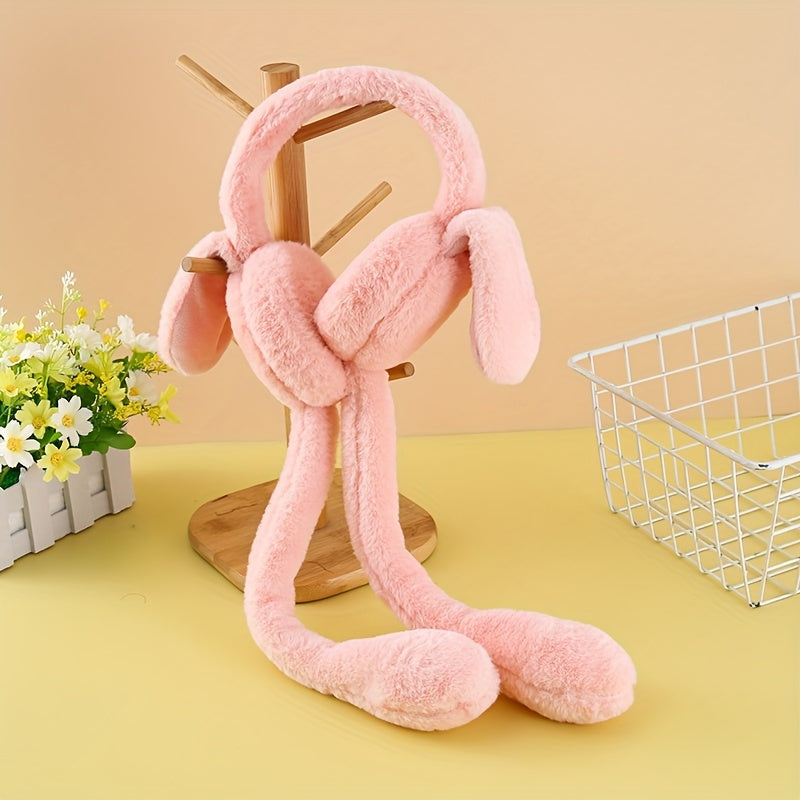 Winter Warm Plush Bunny Ears Headband Hand Wash Solid Color Earmuffs