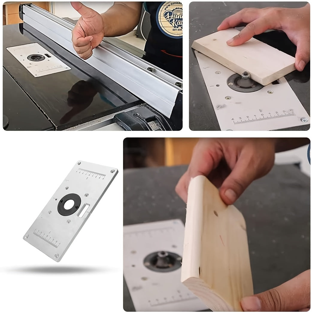 Aluminum Router Table Insert Plate for Woodworking Benches with 4 Rings