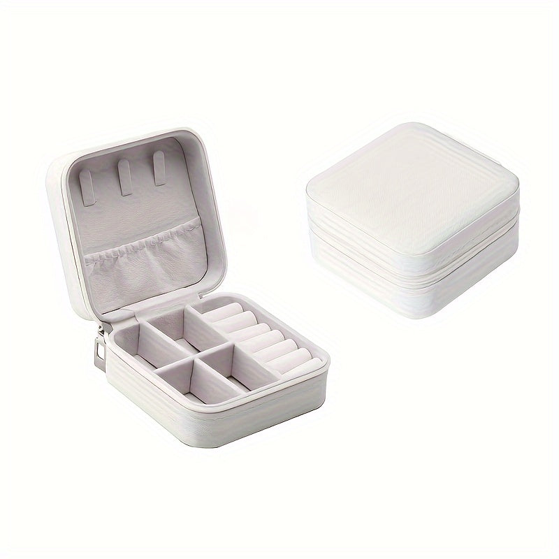 Mini Jewelry Organizer Box with Zipper for Travel Storage of Earrings and Necklaces