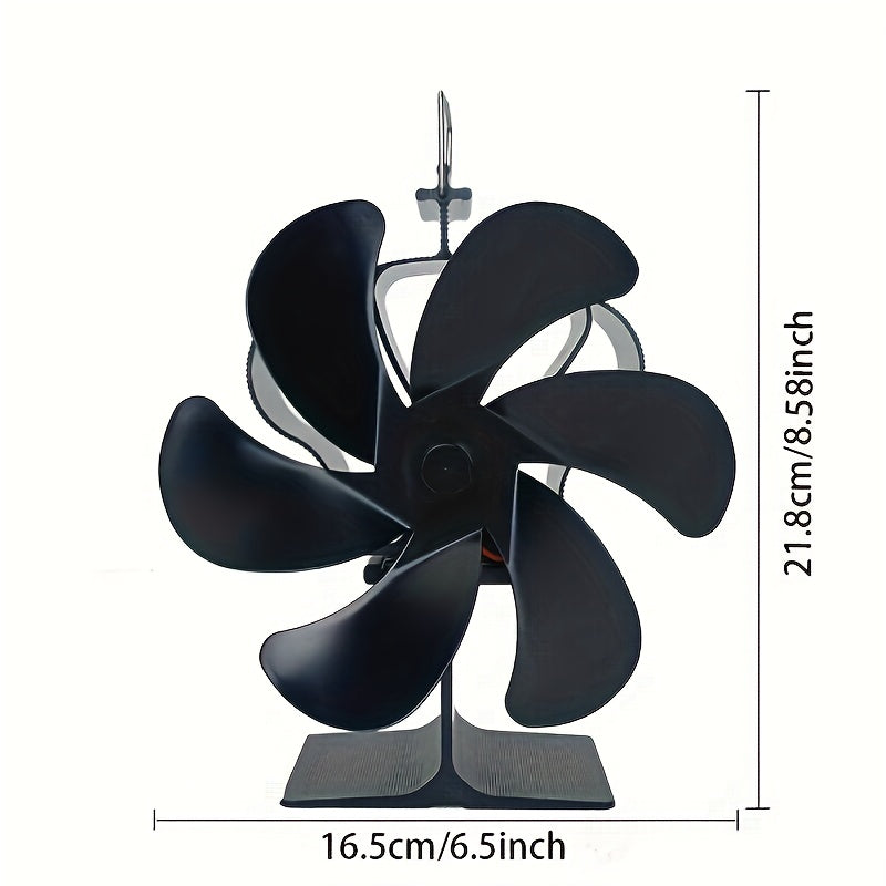 Portativ Crown uslubidagi 6-pichoqli alyuminiy pechka ventilyatori - issiqlik bilan ishlaydigan samarali havo aylanishi uchun anti-qizdirish tutqichi