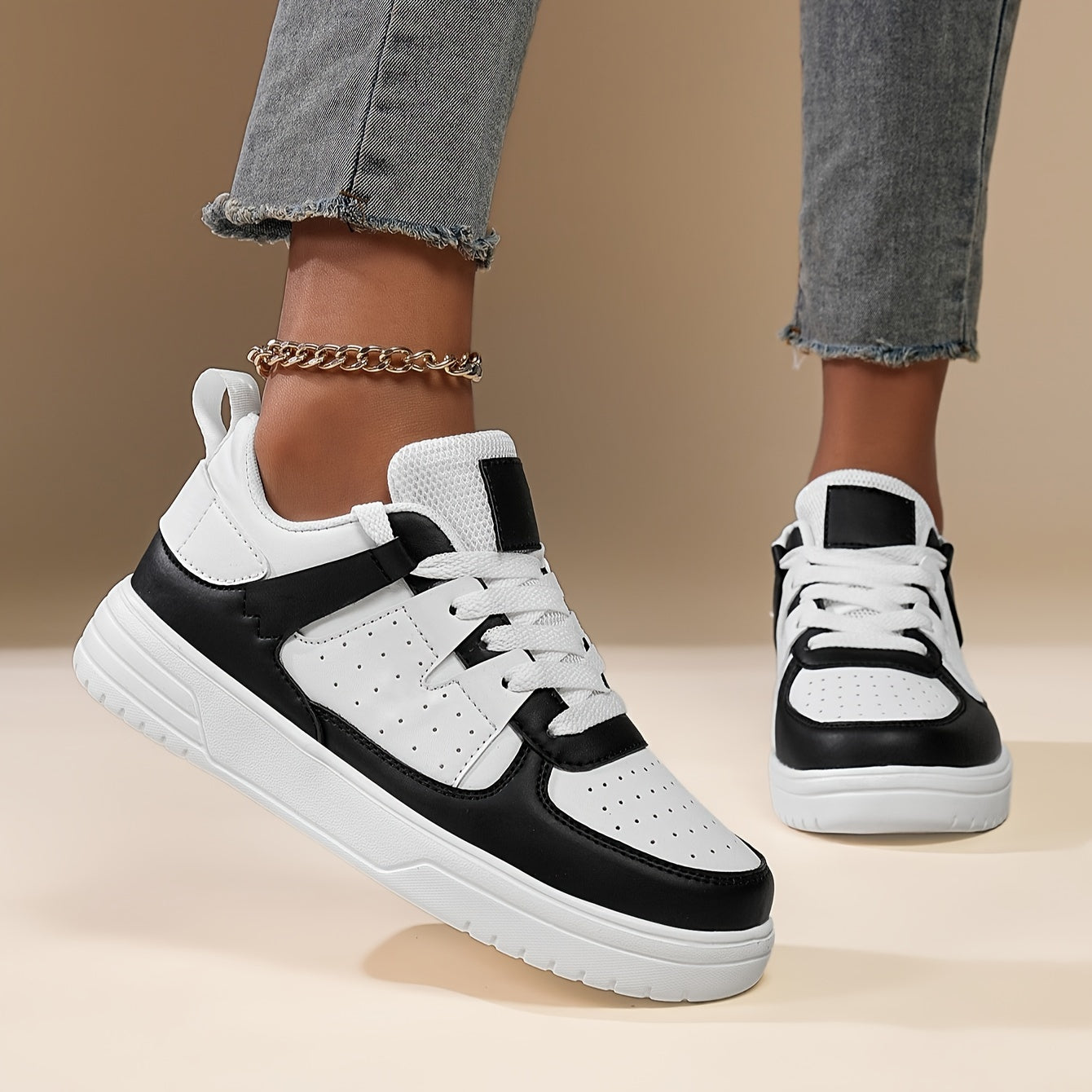 Women's Rose Pink Black Sneakers Breathable Comfortable Lace-Up Casual Shoes
