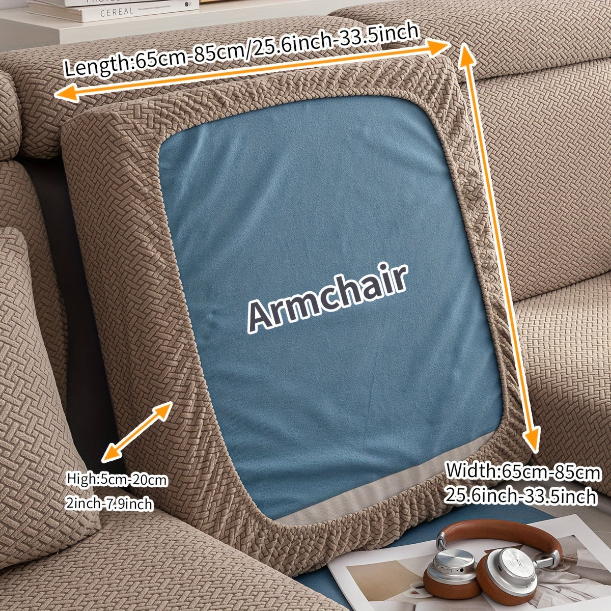 Checkered Pattern Polar Fleece Sofa Cover Boho Style Stretch Fabric Stain and Pet Scratch Protection