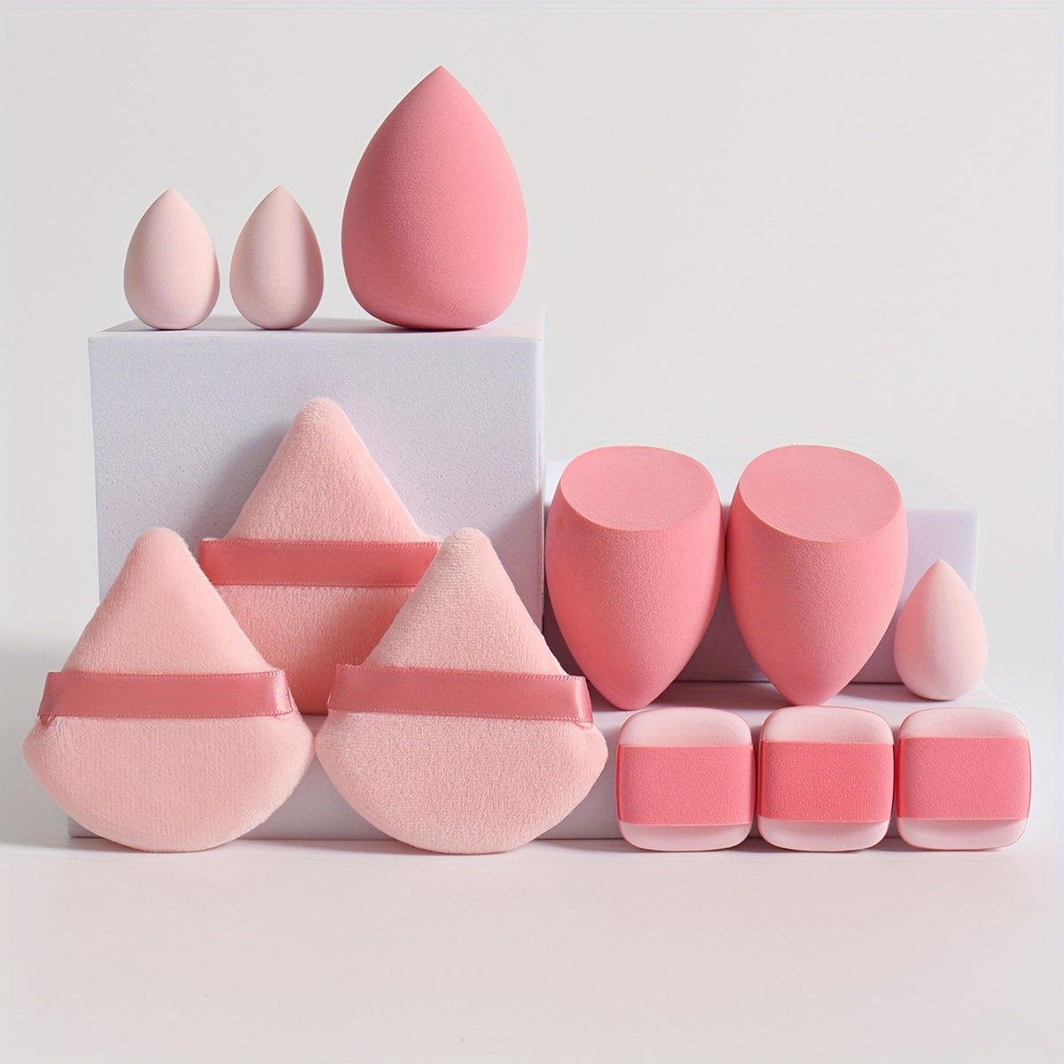12Pcs Makeup Sponge Set with Velvet Blenders for Foundation, Powder, Liquid