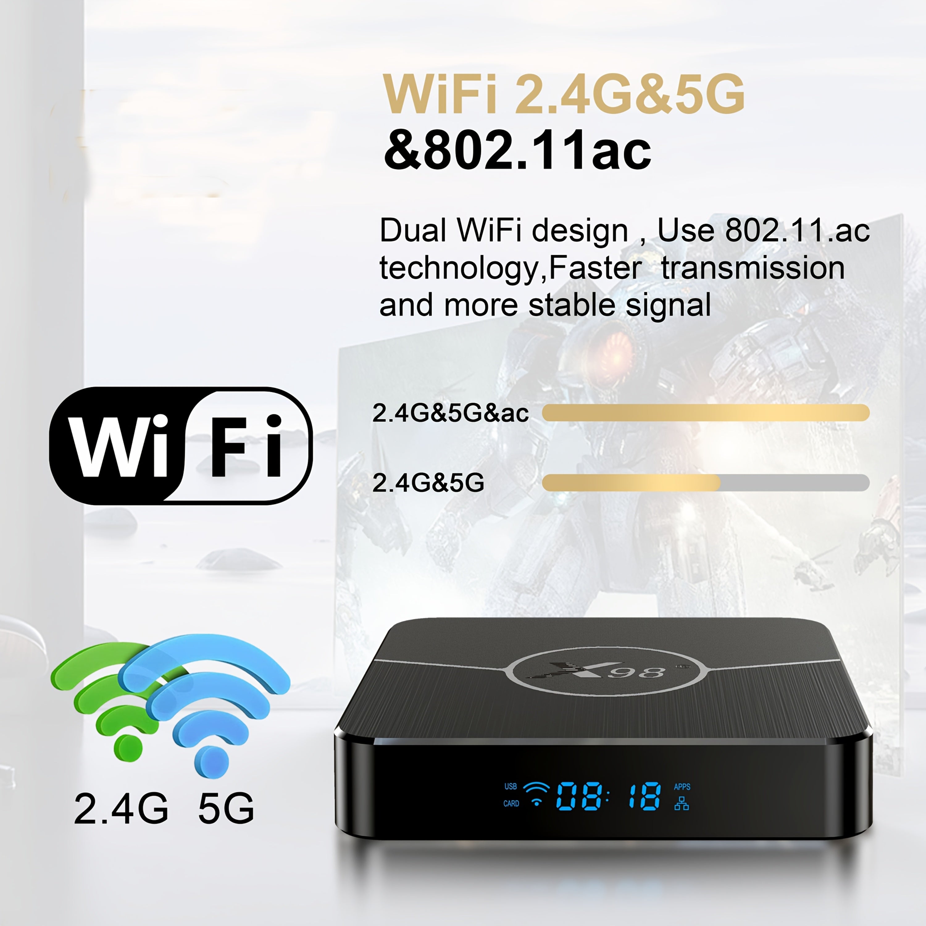 Smart TV Box Android 11 4K Support H.265 AV1 Dual WiFi Media Player