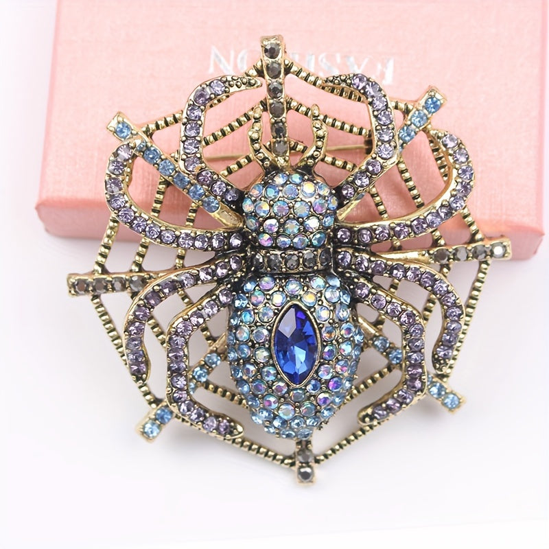Punk uslubidagi vintage rhinestone to'rgul brosh - kiyimlar uchun hayvon ilhomlangan hasharot pin - jasur moda bayonoti aksessuar