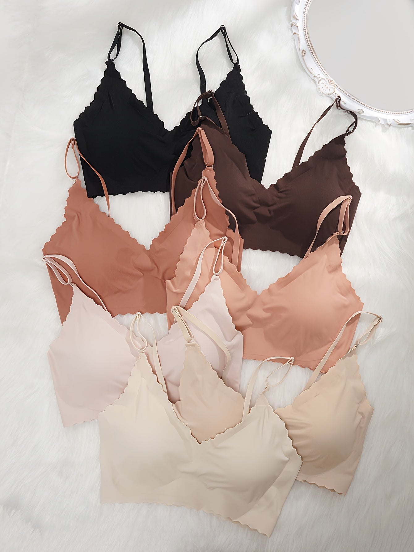 7-Piece Solid Push-Up Bras Set with Removable Pads for Comfort and Support